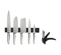 Furi PRO Wall Rack Set including 5 knives and 1 sharpener (colour: black, silver), quantity: 1 set, 7 pcs)