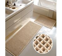 Furicher Large Waffle Bath Mat Set, Non Slip Bathroom Mat Set, Ultra Absorbent Bath Mats for Bathroom Decor, Extra Soft Floor Bathroom Rugs Sets 2 Piece, Washable Bath Mats (51×119cm and 41×61cm)