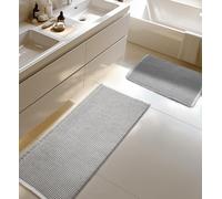 Furicher Large Waffle Bath Mat Set, Non Slip Bathroom Mat Set, Ultra Absorbent Bath Mats for Bathroom Decor, Extra Soft Floor Bathroom Rugs Sets 2 Piece, Grey&White Washable Mats(51×119cm & 41×61cm)