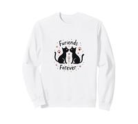 Furiends Forever: Adorable Cat Duo Paw Cat Lover Sweatshirt, Adult Unisex, White, Large