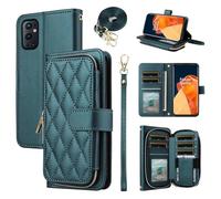 Furiet Argyle Wallet Case for OnePlus 9 Pro One Plus 9Pro 5G with Wrist Strap Shoulder Strap, 9+ Card Slots Zipper Purse Stand Checkered Cell Phone Cover for On 1Plus 1 + Plus9 1+ Pro Nine Green