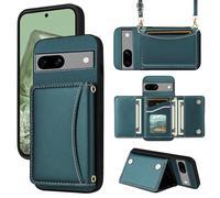 Furiet Wallet Case for Google Pixel 6A 5G 2022 with Crossbody Strap Premium PU Leather Card Holder Shockproof Heavy Duty Full Body Accessories Slim Cell Phone Cover for Pixel6A A6 Women Men Green