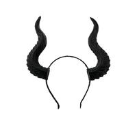 Furimuk Devil Horns Headband Witch Demon Headpiece Cosplay Horn Hair Hoops Gothic Halloween Dress Up, Black, Meidium
