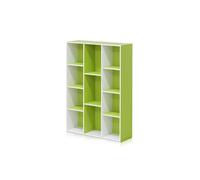 Furinno 11107WH-GR 11-Cube Reversible Open Shelf Bookcase, White & Green