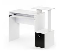 Walplus Furinno Econ Multipurpose Home Office Computer Writing Desk W/bin, White/black