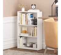 Furinno JAYA Book Shelf, 3-Tier Bookshelf, Bookcase with Adjustable Shelves, 24.1 x 62.2 x 102.4 cm, for Living Room, Bedroom, Home Office, Plain White