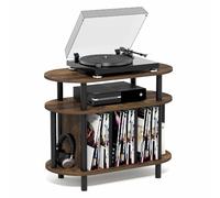 Furinno JAYA Record Player Stand with Vinyl Storage, Amber Pine | Holds up to 180-185 Vinyl Records, Turntable Stand with Vinyl Record Storage, for Living Room, Bedroom