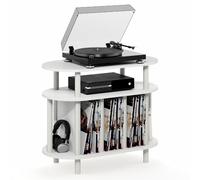 Furinno JAYA Record Player Stand with Vinyl Storage, White | Holds up to 180-185 Vinyl Records, Turntable Stand with Vinyl Record Storage, for Living Room, Bedroom