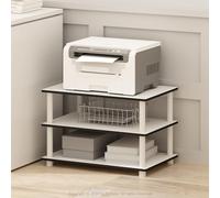 Furinno Just 3-Tier Toolless Multipurpose Printer Stand Display Storage Shelf, White w/White Tube