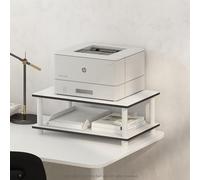 Furinno JUST Printer Stand with Storage, 2-Tier Under Desk Printer Stand, Printer Table, for CPU, Office Supplies, Home Office, White