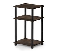 Walplus Furinno Just 3-Tier Turn-N-Tube End Table, Columbia Walnut/black