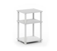 Walplus Furinno Just 3-Tier No Tools Tube End Table, White Side Table For Bedroom