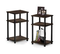 Furinno Just Side Table Set Of 2, 3-Tier End Tables, Open Shelves Night Stand, Nightstand, Toolless Assembly, For Living Room