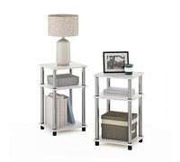 Furinno Just Side Table Set Of 2, 3-Tier End Tables, Open Shelves Night Stand, Nightstand, Toolless Assembly, For Living Room