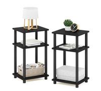 Furinno Just Side Table Set Of 2, 3-Tier End Tables, Open Shelves Night Stand, Nightstand, Toolless Assembly, For Living Room