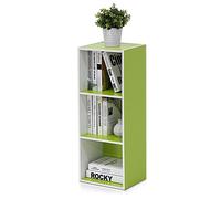 Furinno LUDER Book Shelf, 3-Cube Bookshelf, Bookcase, White/Green