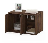 Furinno Peli Small End Table with Litter Box Enclosure, Columbia Walnut