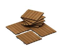 Furinno Tioman Outdoor Floor Decking Wood Tile Interlock 10Pc/ctn, Honey Oak Color