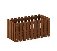 Walplus Furinno Tioman Hardwood Slat Style Flower Planter Box In Teak Oil, Natural