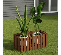 Furinno TIOMAN Planter Box, Hardwood Slat Style Flower Box, Rectangular Garden Box, in Teak Oil, Indoor, Outdoor, Patio, Garden, Balcony, Light Wood