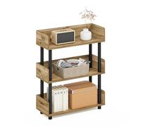 Furinno TURN-N-TUBE 3-Tier Display Shelf, Storage Shelves, Book Shelf, Open Shelves with Rounded Corner Top Edges, for Organization and Storage, Living Room, Home Office, Flagstaff Oak