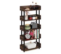 Furinno TURN-N-TUBE 4-Tier Display Shelf, Storage Shelves, Book Shelf, Open Shelves with Rounded Corner Top Edges, for Organization and Storage, Living Room, Home Office, Walnut
