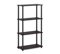 Walplus Furinno Turn-N-Tube 4-Tier Multipurpose Shelf Display Rack, Dark Walnut