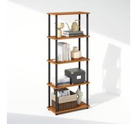 Furinno TURN-N-TUBE Book Shelf, 5-Tier Bookshelf, Bookcase with Multipurpose Compact Display Rack, 29.5 x 59.9 x 145.8 cm, for Living Room, Bedroom, Home Office, Light Cherry/Black