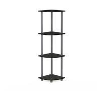 Walplus Furinno Turn-N-Tube 4-Tier Corner Display Rack Multipurpose Shelving Unit, Black/grey