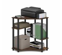 Furinno Turn-N-Tube Desk, Corner Gaming Desk with Storage Shelves, Toolless Assembly Computer Desk with Open Shelf, Office Desk for Home Office, Bedroom, Amber Pine