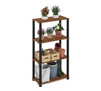 Furinno TURN-N-TUBE Plant Stand Indoor Outdoor, 4-Tier Large Rectangle Plant Shelf, Display Shelf with Square Poles, for Patio, Garden, Living Room, Balcony, Natural