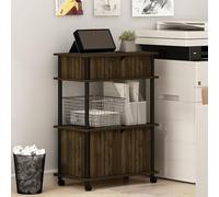 Furinno TURN-N-TUBE Printer Stand with Storage, 4-Tier Printer Table with with Storage Cabinet and Casters, Open Frame Standing Shelf, for CPU, Office Supplies, Home Office, Columbia Walnut