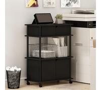 Furinno Turn-N-Tube Printer Stand with Storage, 4-Tier Printer Table with with Storage Cabinet and Casters, Open Frame Standing Shelf, for CPU, Office Supplies, Home Office, Americano