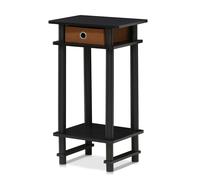 Walplus Furinno Turn-N-Tube Tall End Table With Bin, Espresso/brown
