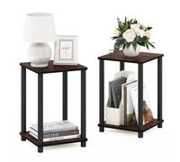 Furinno TURN-N-TUBE Side Table, Set of 2, End Table, Dark Cherry