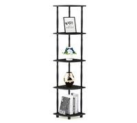 Walplus Furinno Turn-N-Tube 5 Tier Corner Display Rack Multipurpose Shelving Unit With Classic Tubes, Espresso/black
