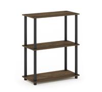 Walplus Furinno Turn-N-Tube 3-Tier Compact Multipurpose Shelf Display Rack, Columbia Walnut/black