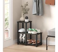 Furinno TURN-N-TUBE Toolless Assembly 2-Tier Ladder Shape Black Book Shelf with Open Frame Design, Corner Shelf, Open Shelves, for Living Room, Garage, Home Office, Black Espresso