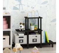 Furinno TURN-N-TUBE Toolless Assembly 3-Tier Black Storage Shelves, Ladder Book Shelf, Accent Display Shelf,or Organization and Storage, Living Room, Home Office, Black Espresso