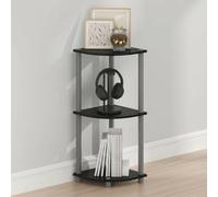 Furinno TURN-N-TUBE Toolless Assembly 3-Tier Storage Shelves, Black Corner Shelf, Open Storage Book Shelf, for Organization and Storage, Living Room, Home Office, Bedroom, Black