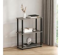 Furinno TURN-N-TUBE Toolless Assembly Storage Shelves, 3-Tier Grey Book Shelf, Open Storage Booshelf, for Organization and Storage, Living Room, Home Office, Bedroom, Grey Oak