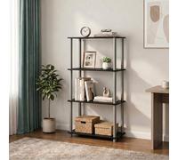 Furinno TURN-N-TUBE Toolless Assembly Storage Shelves, 4-Tier Black Book Shelf, Open Storage Booshelf, for Organization and Storage, Living Room, Home Office, Bedroom, Classic Black