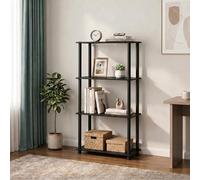 Furinno TURN-N-TUBE Toolless Assembly Storage Shelves, 4-Tier Black Book Shelf, Open Storage Booshelf, for Organization and Storage, Living Room, Home Office, Bedroom, Black Espresso