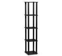 Walplus Furinno Turn-S-Tube 5-Tier Corner Square Rack Display Shelf With Square Tube, Americano/black