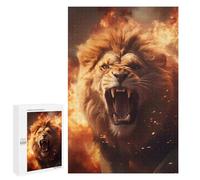Furious Lion Fire Flames: New Year Party Activity, 1000 PCS Challenging Puzzle for Adults, for Relaxing Solo Or Group Play