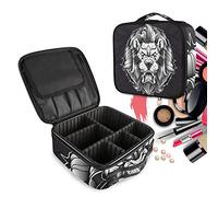 Furious Lion Head White Art Make Up Bag Toiletry Case Zipper Makeup Cosmetic Bags Organizer Pouch for Free Compartment Women Girls