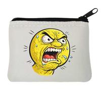 Furious Yellow Face Illustration Neoprene Coin Purse Pouch 10x11cm White