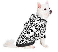 FuriTou Black White Skull and Bones Small Pet Hoodies Soft Dogs Cats Sweatshirt Warm Dog Clothes Sweater with Hat X-Large