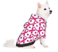 FuriTou Breast Cancer Awareness Ribbon Small Pet Hoodies Soft Dogs Cats Sweatshirt Warm Dog Clothes Sweater with Hat XX-Large