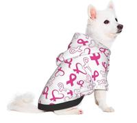 FuriTou Breast Cancer Awareness Ribbon Small Pet Hoodies Soft Dogs Cats Sweatshirt Warm Dog Clothes Sweater with Hat X-Large